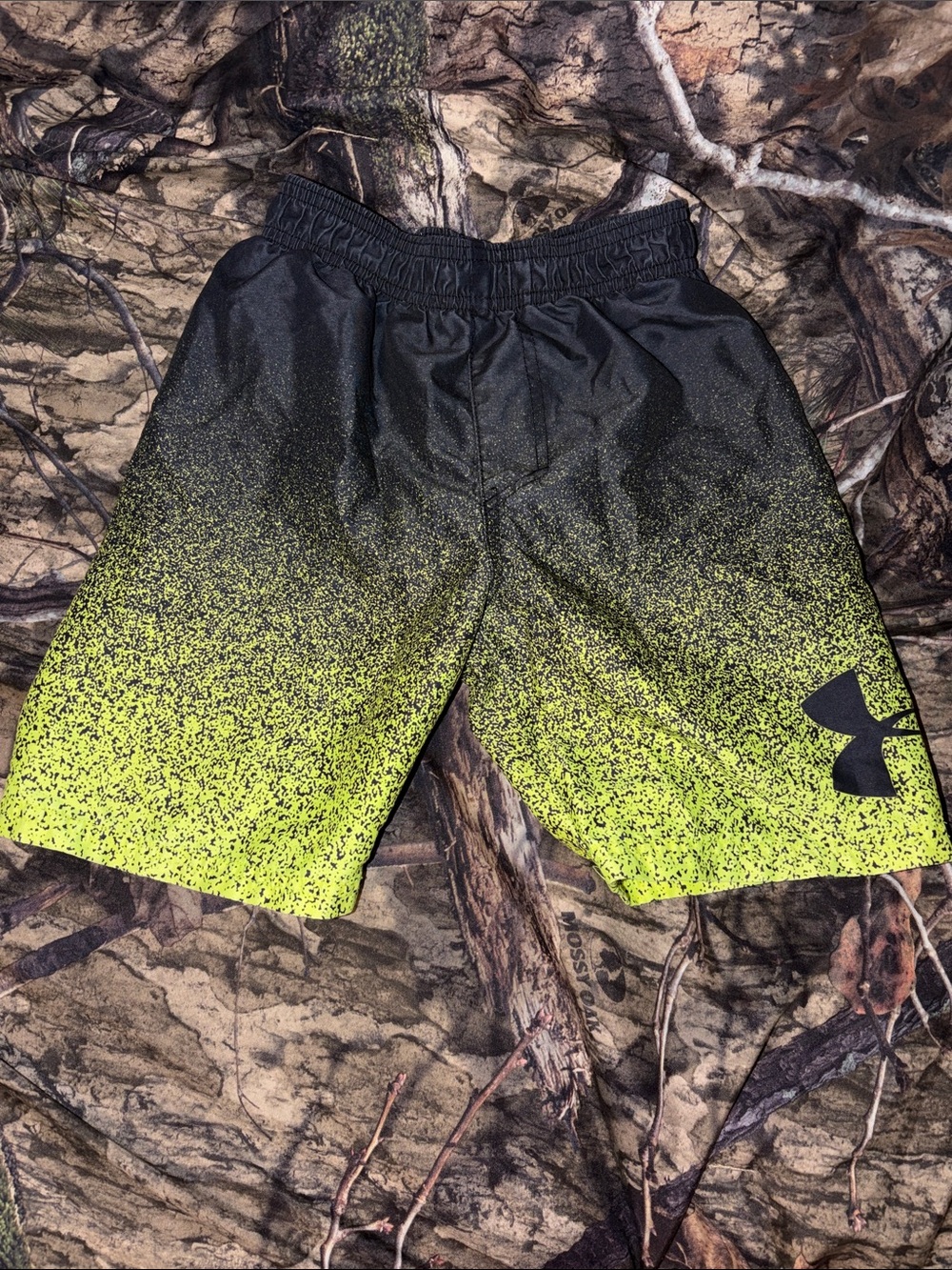 Under Armour Black to Neon Yellow Gradient Swim Trunks